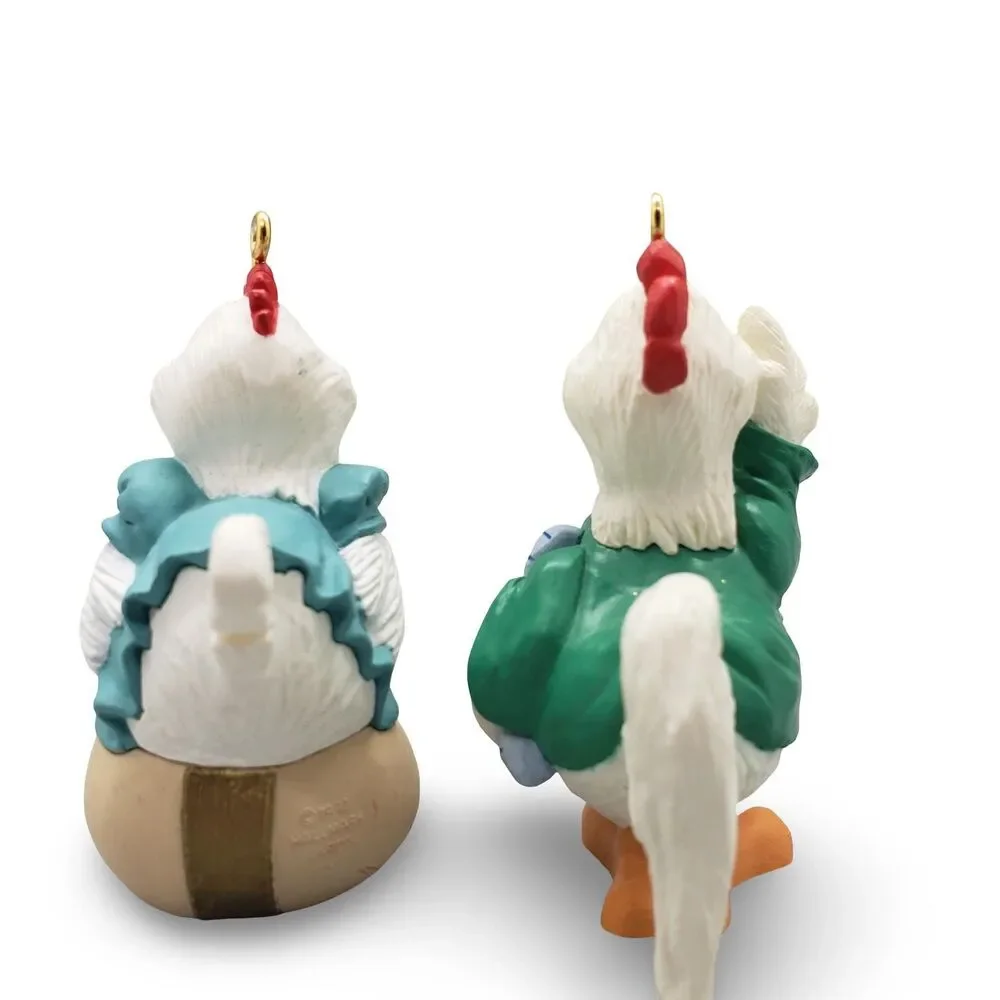 Hallmark Mom to Be / Dad to Be Christmas Ornaments - Set of 2 Hen & Rooster 1992